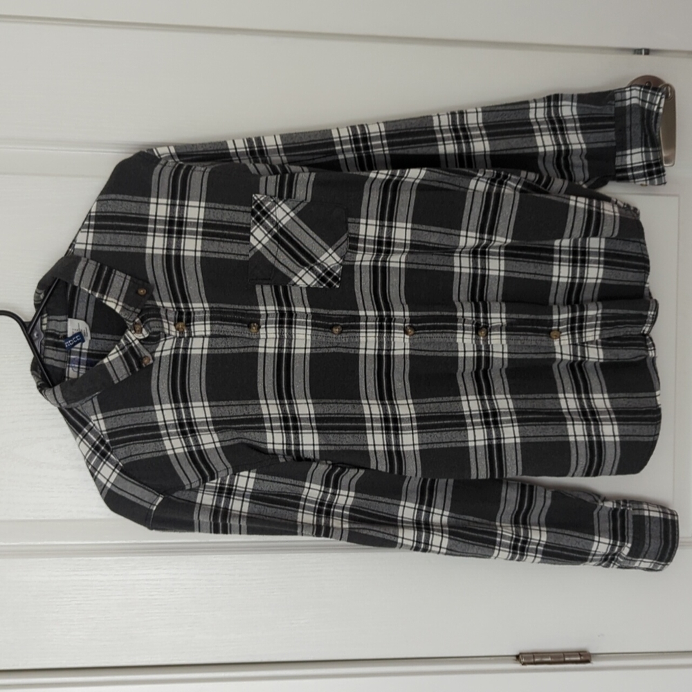 H&M Grey Plaid Long Sleeve Shirt Medium